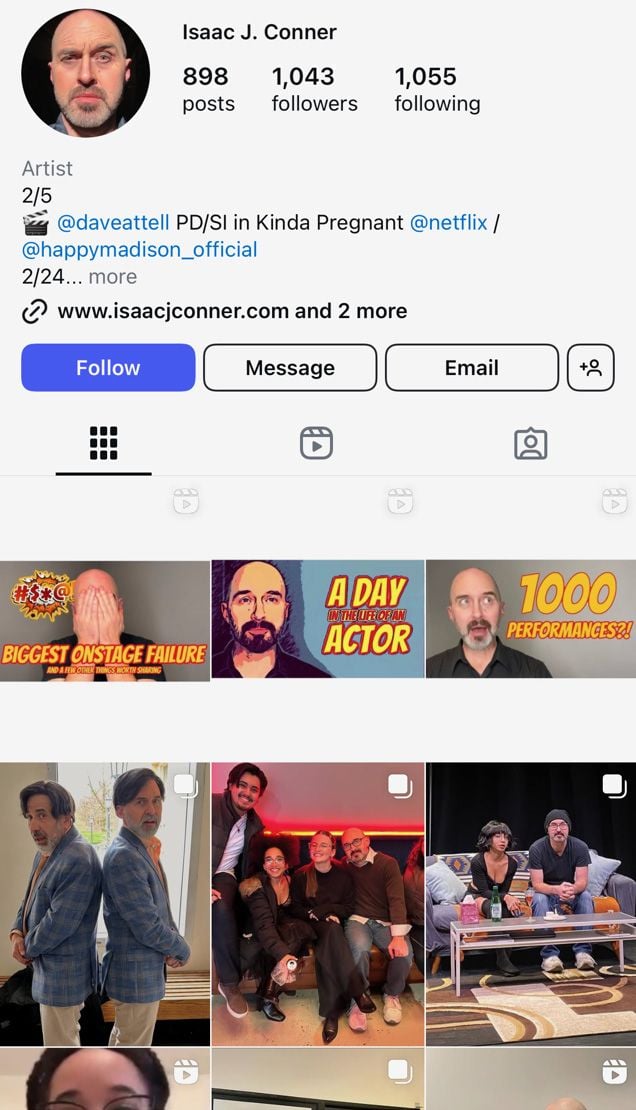 actor Isaac J. Conner - instagram profile