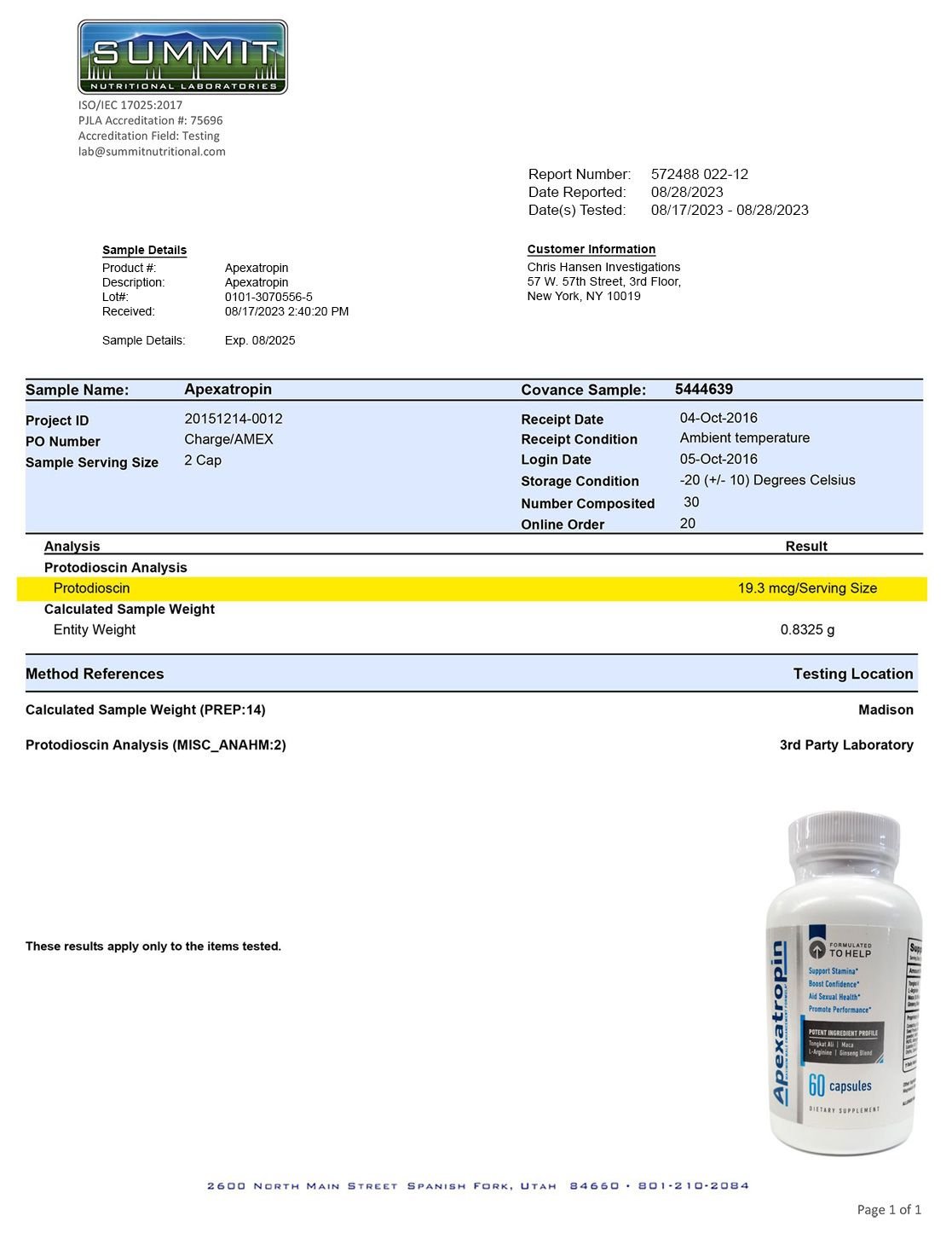 lab report: Apexatropin