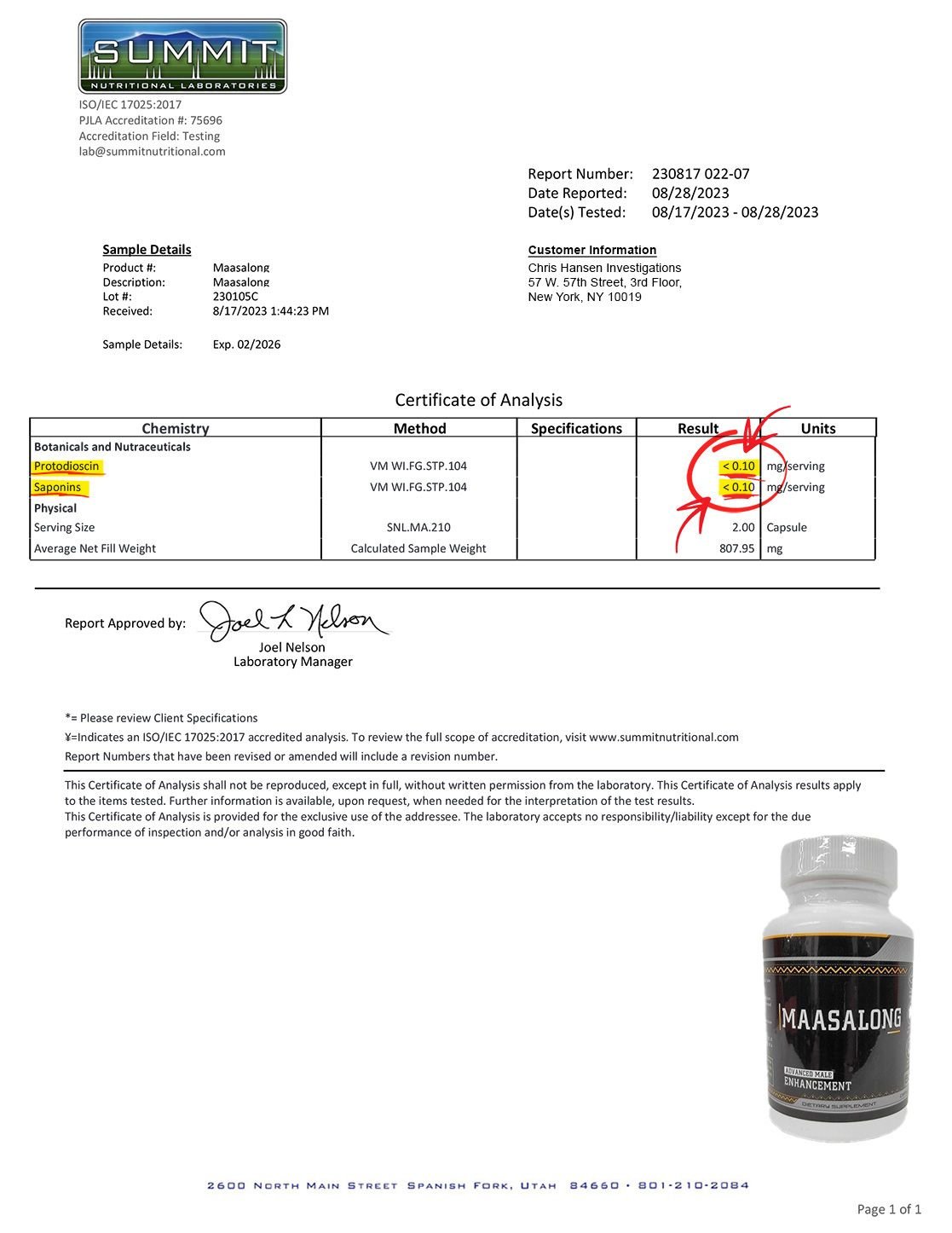 lab report: Maasalong