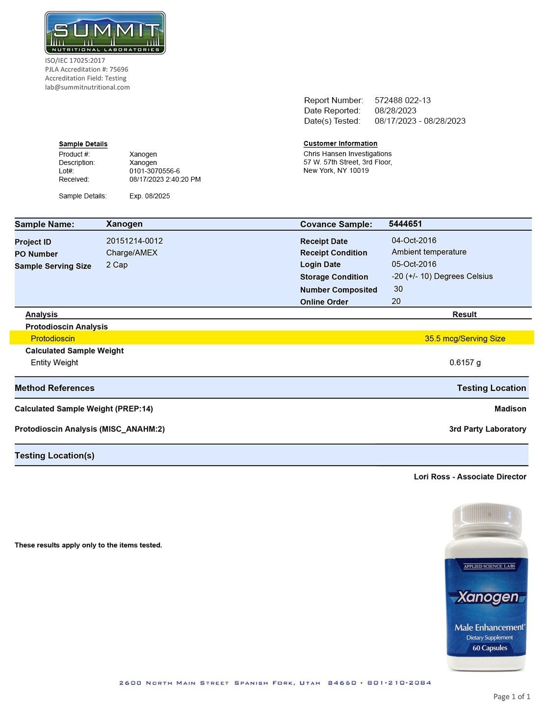 lab report: Xanogen