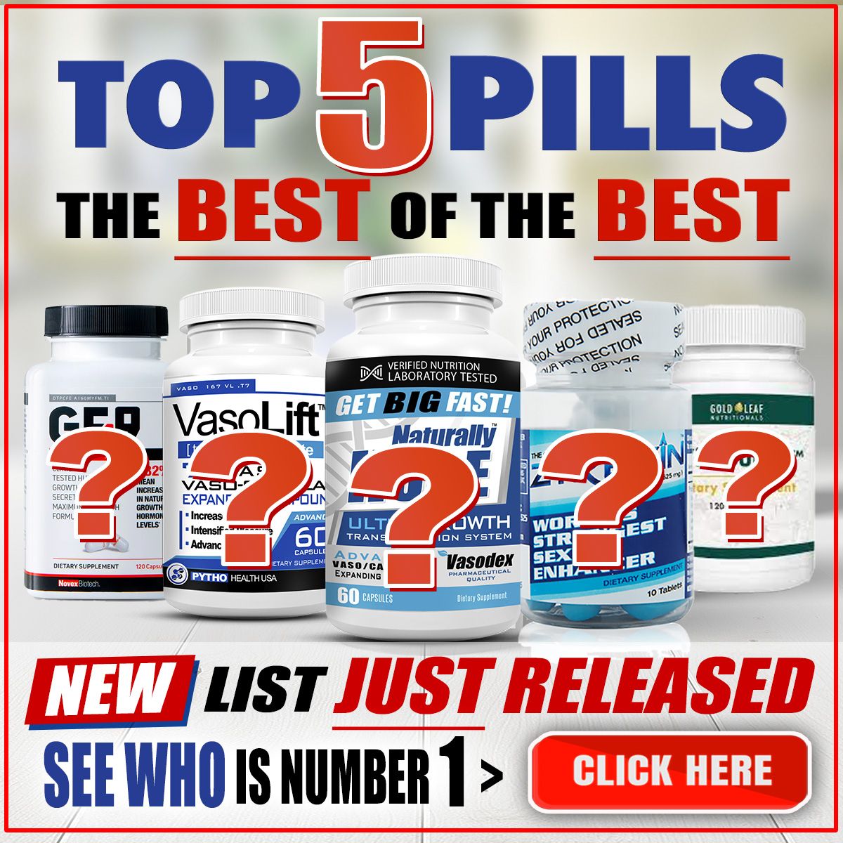 banner for the top 5 E.D. pills, the best of the best